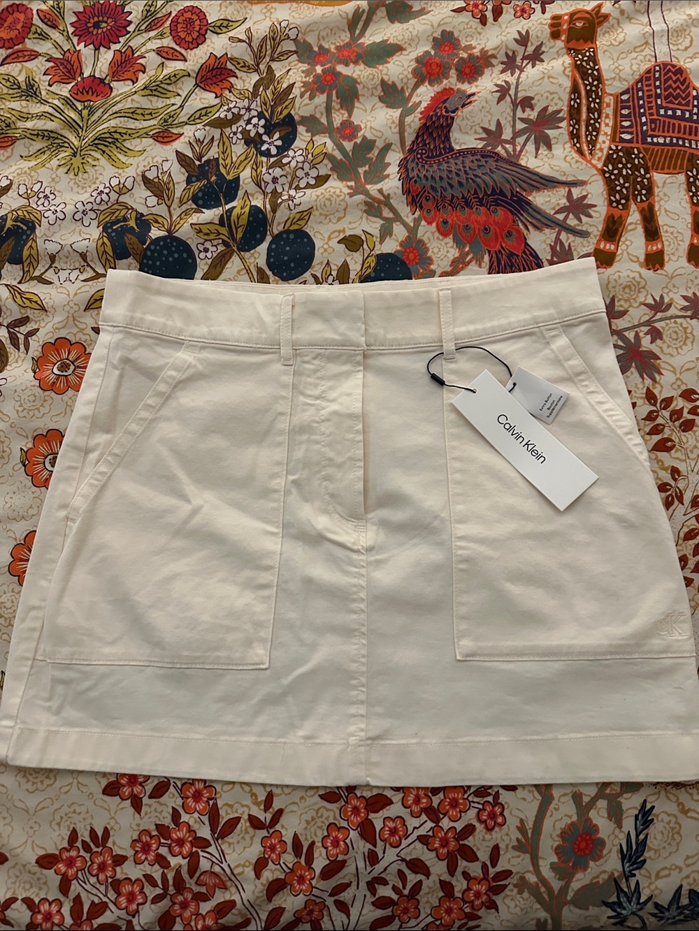 Calvin Klein Cream Utility Skort with Front Patch Pockets